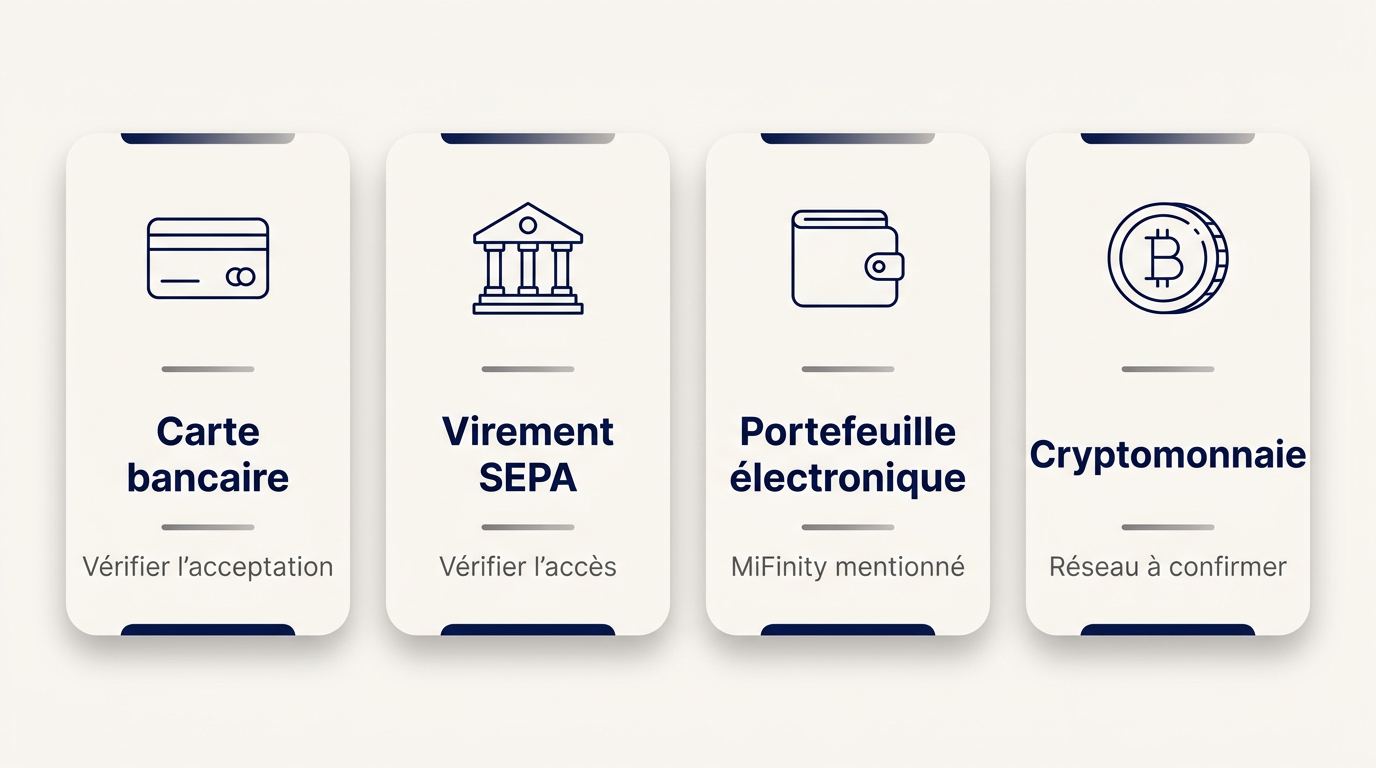 Moyens de paiement et retraits à contrôler sur Amunbet